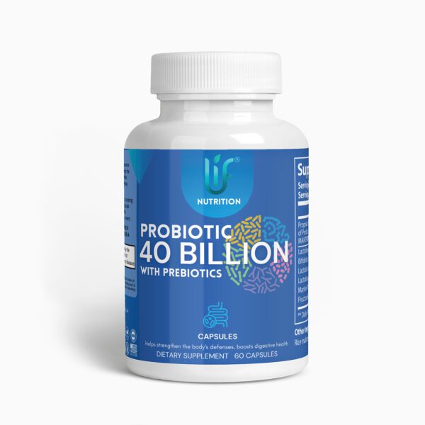 Unlock the potential of your gut health with our Probiotic 40 Billion with Prebiotics – a meticulously crafted blend of four powerful probiotic strains: Lactobacillus Acidophilus, Bifidobacterium Lactis, Lactobacillus Plantarum, and Lactobacillus Paracasei.